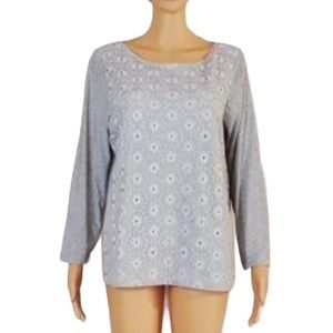 J. CREW Floral Metallic Lace Overlay T-Shirt